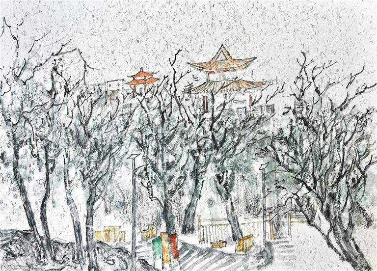 古镇写生〔中国画〕